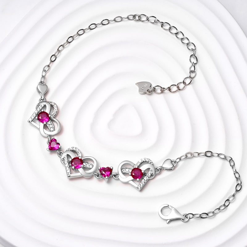 Gnoce Silver Infinite Love Heart Birthstone Bracelet_3