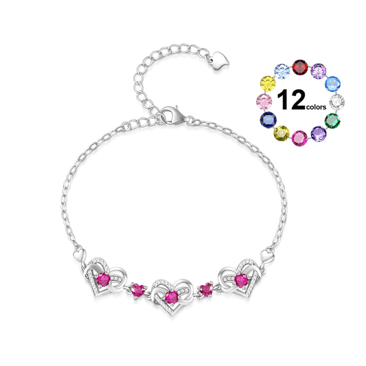 Gnoce Silver Infinite Love Heart Birthstone Bracelet_1