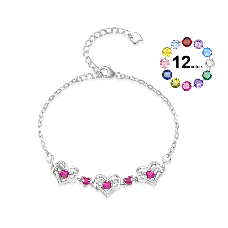 Gnoce Silver Infinite Love Heart Birthstone Bracelet_1