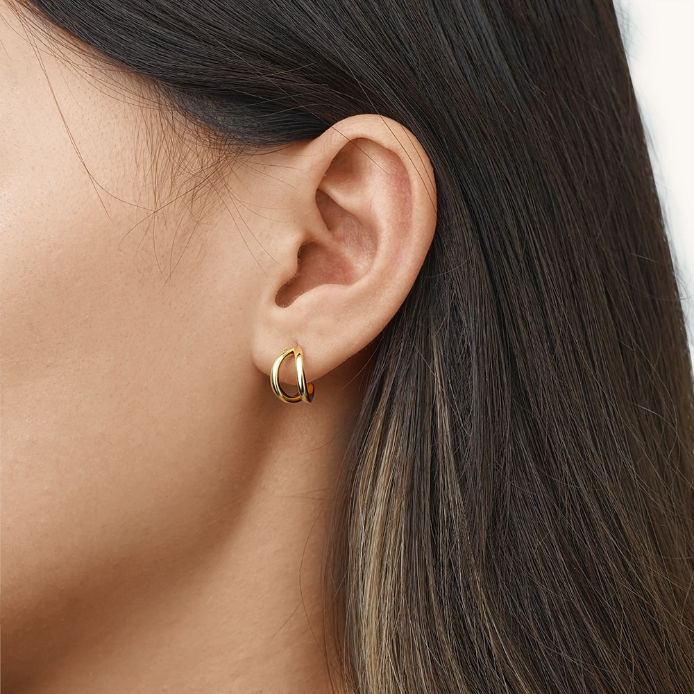 Gnoce Dainty Gold Double Hoop Earrings_4