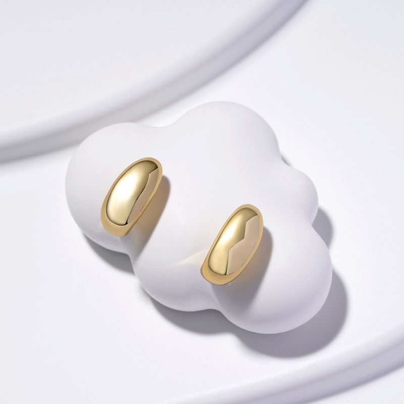 Gnoce Minimalist Gold Domed Stud Earrings_2
