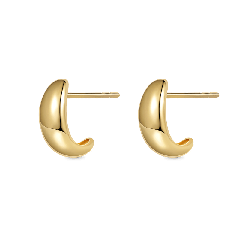 Gnoce Minimalist Gold Domed Stud Earrings_1