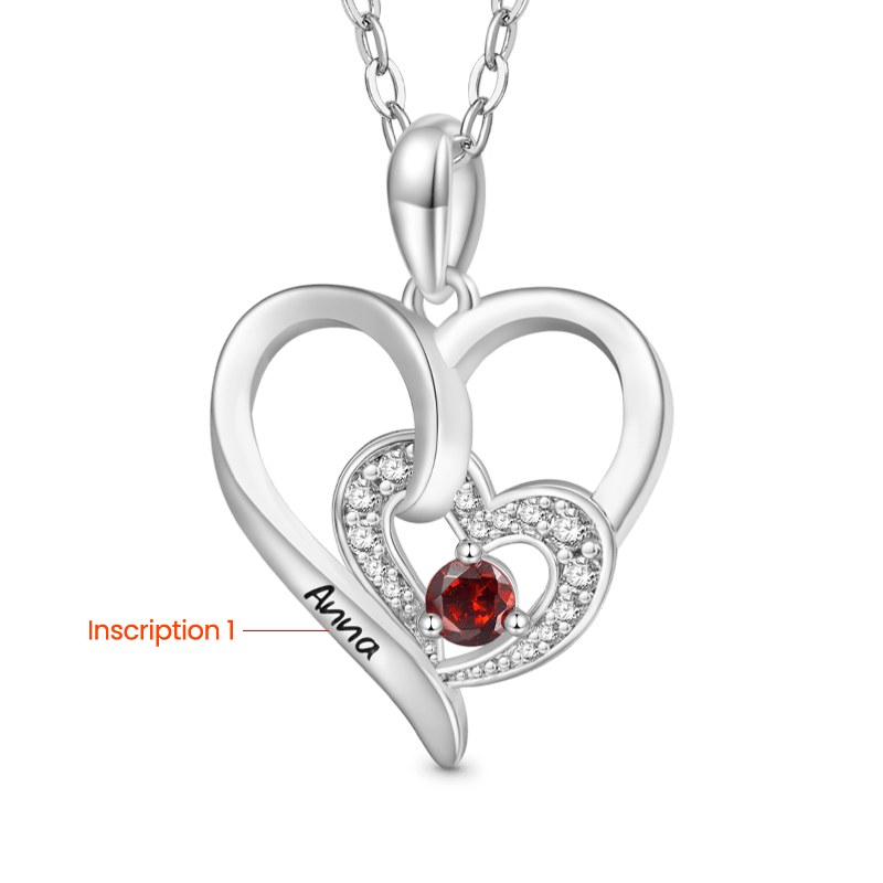 Gnoce Engravable Double Love Birthstone Necklace_2