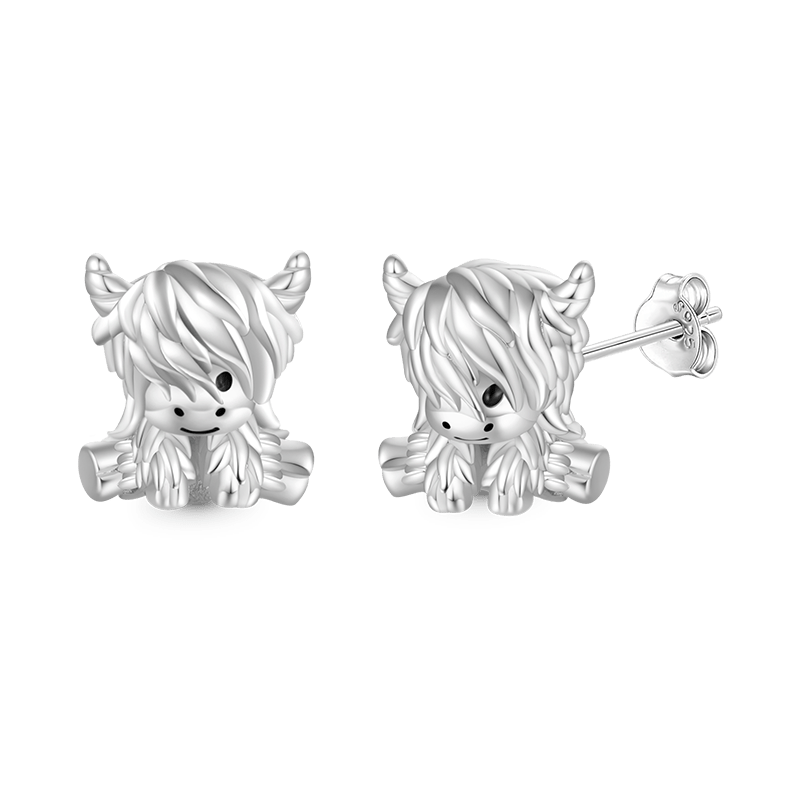 Gnoce Scottish Highland Cow Stud Earrings_2