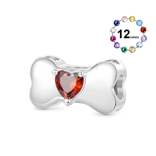 Gnoce Engravable Dog Bone Birthstone Pet Charm_1