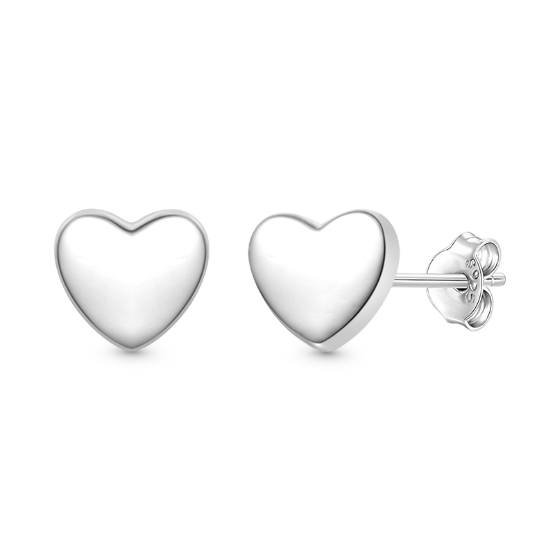 Gnoce Silver Minimalist Heart Stud Earrings_1