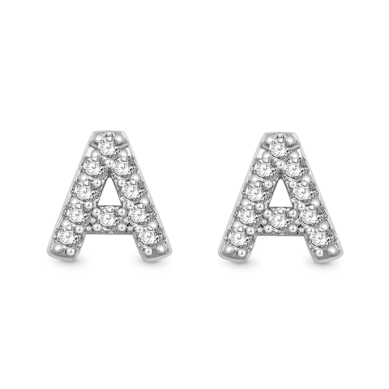 Gnoce Personalized Diamond Initial Letter Stud Earrings_1