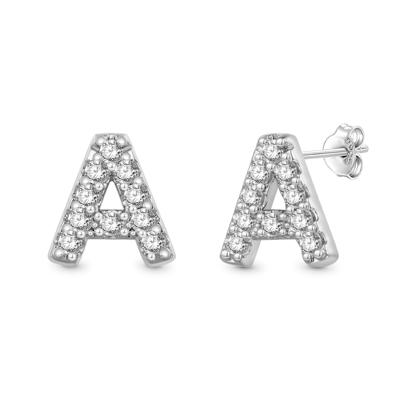 Gnoce Personalized Diamond Initial Letter Stud Earrings_2