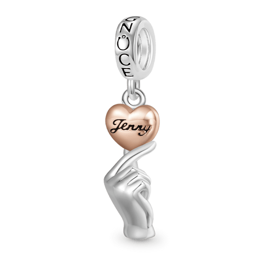Gnoce Engravable Heart Gesture Pendant Dangle Charm_1