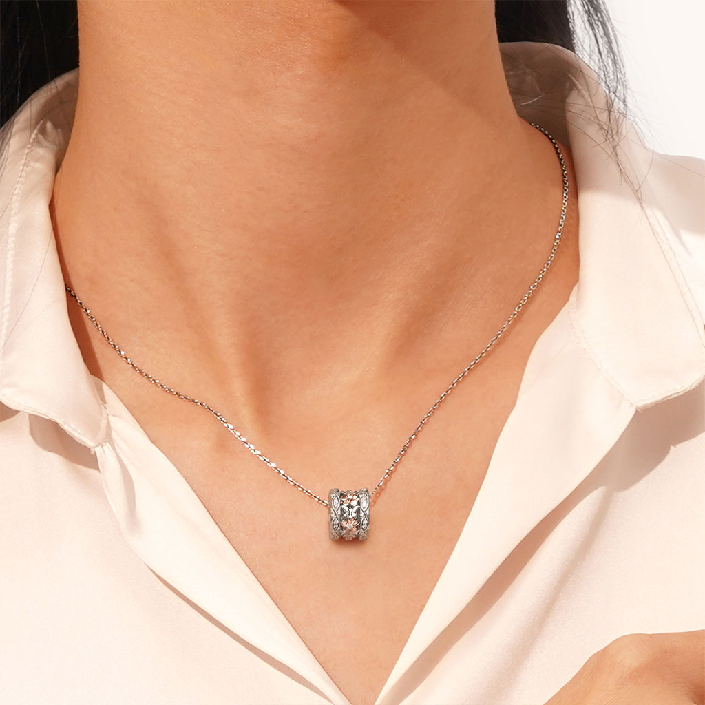 Gnoce Rose Gold Flower Butterfly Pendant Necklace_5