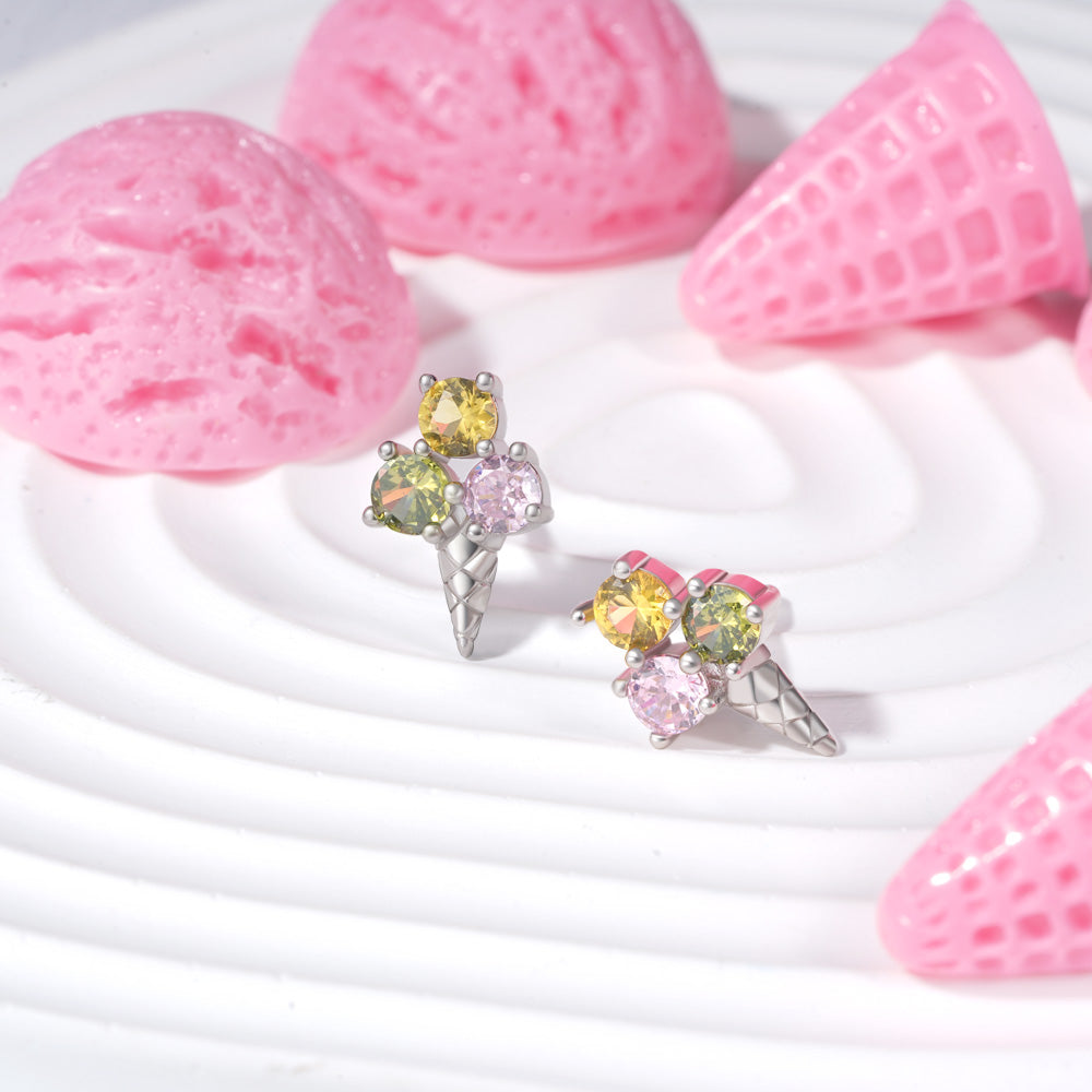 Gnoce Ice Cream Cone Stud Earrings_3