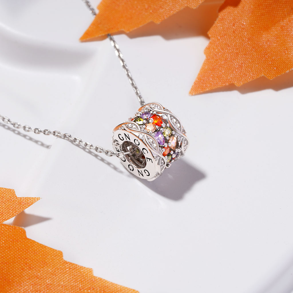 Gnoce Colorful Gemstone Infinite Love Pendant Necklace_3