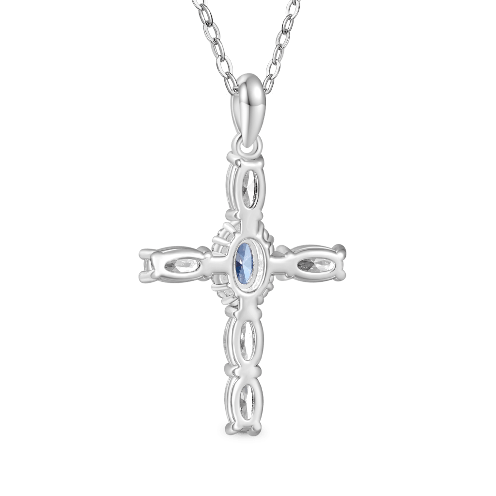 Gnoce Elegant Cross Birthstone Necklace_3