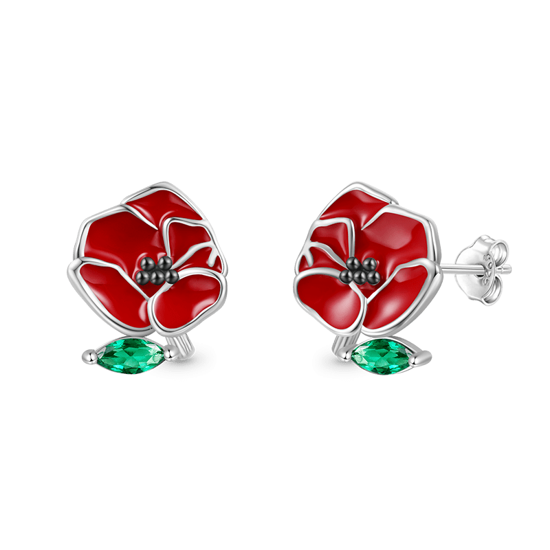 Gnoce Birthday Flower Series Poppy Stud Earrings_2