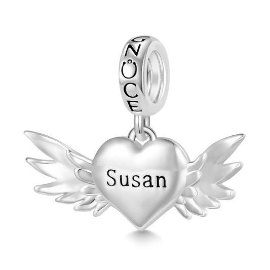 Gnoce Engravable Love Wings Pendant Dangle Charm_1