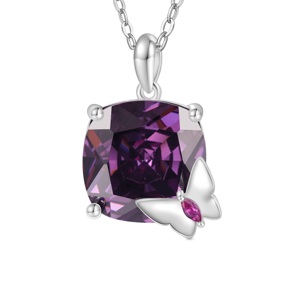 Gnoce Butterfly Purple Sugar Cube Necklace_1