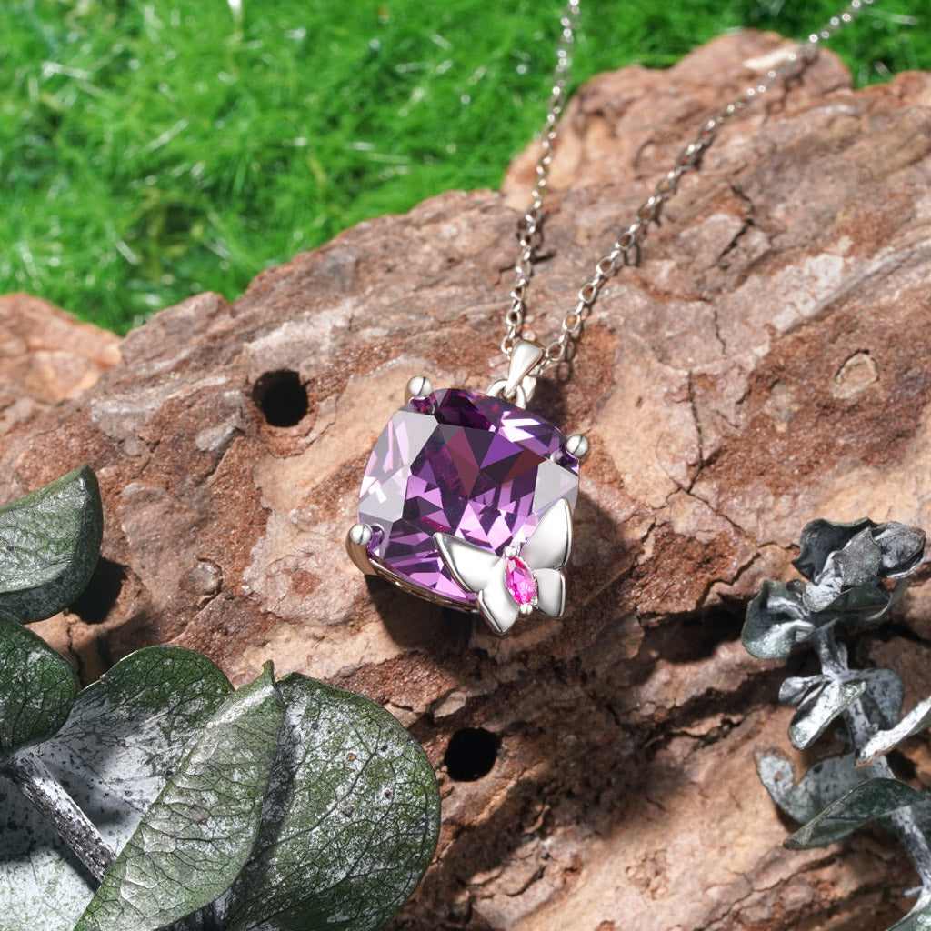 Gnoce Butterfly Purple Sugar Cube Necklace_3