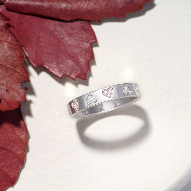 Gnoce Two Color Love Heart Band Ring_3