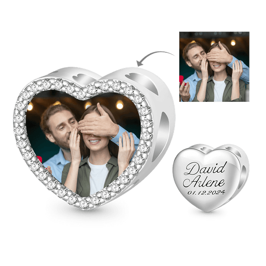 Gnoce Engravable Valentine Anniversary Heart Personalized Photo Charm_1