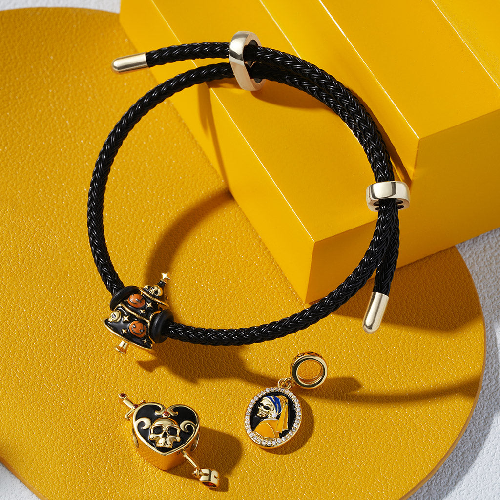 Gnoce Adjustable Black Basic Bracelet with 2 Pc Stoppers_3