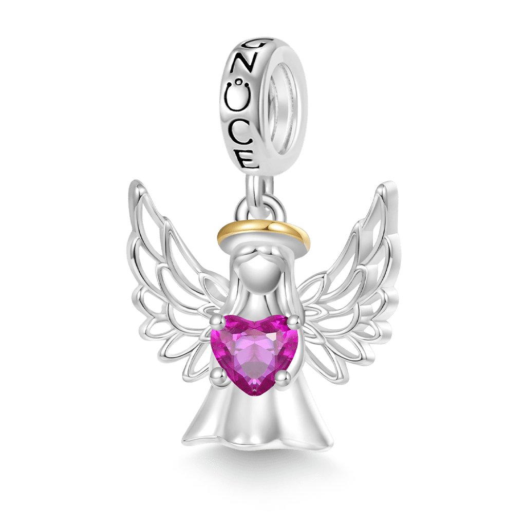 Gnoce Angel Wings Embraces Heart Birthstone Charm_2