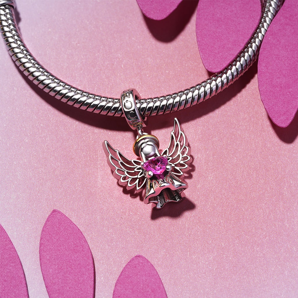Gnoce Angel Wings Embraces Heart Birthstone Charm_4