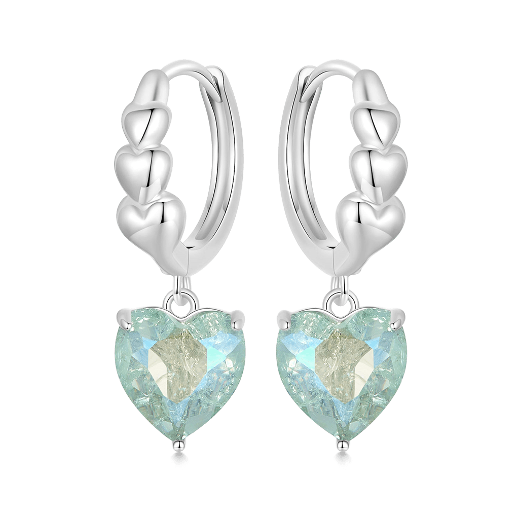 Gnoce Blue Green Ice Flower Love Heart Dangle Earrings_1