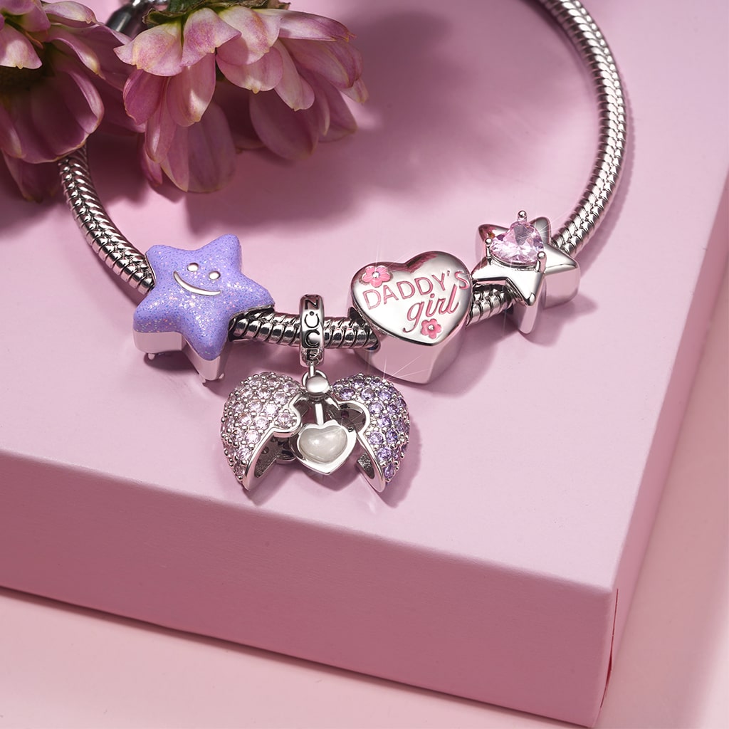 Gnoce DADDY'S Girl Love Heart Personalized Photo Charm_5