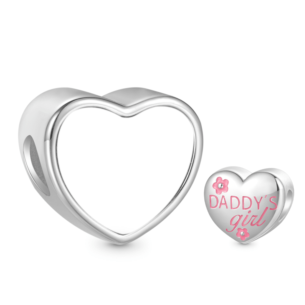 Gnoce DADDY'S Girl Love Heart Personalized Photo Charm_3
