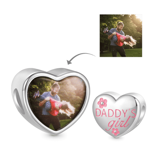Gnoce DADDY'S Girl Love Heart Personalized Photo Charm_1