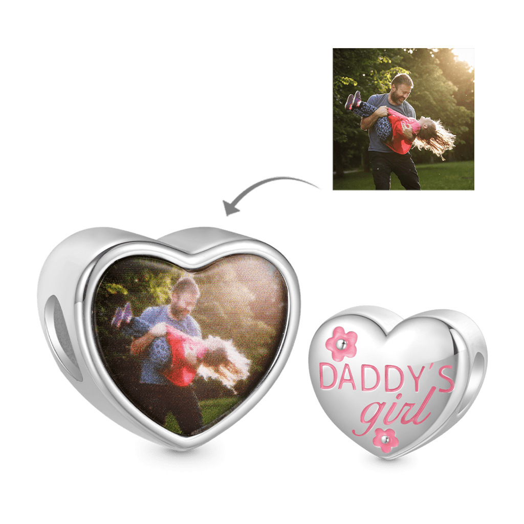 Gnoce DADDY'S Girl Love Heart Personalized Photo Charm_2