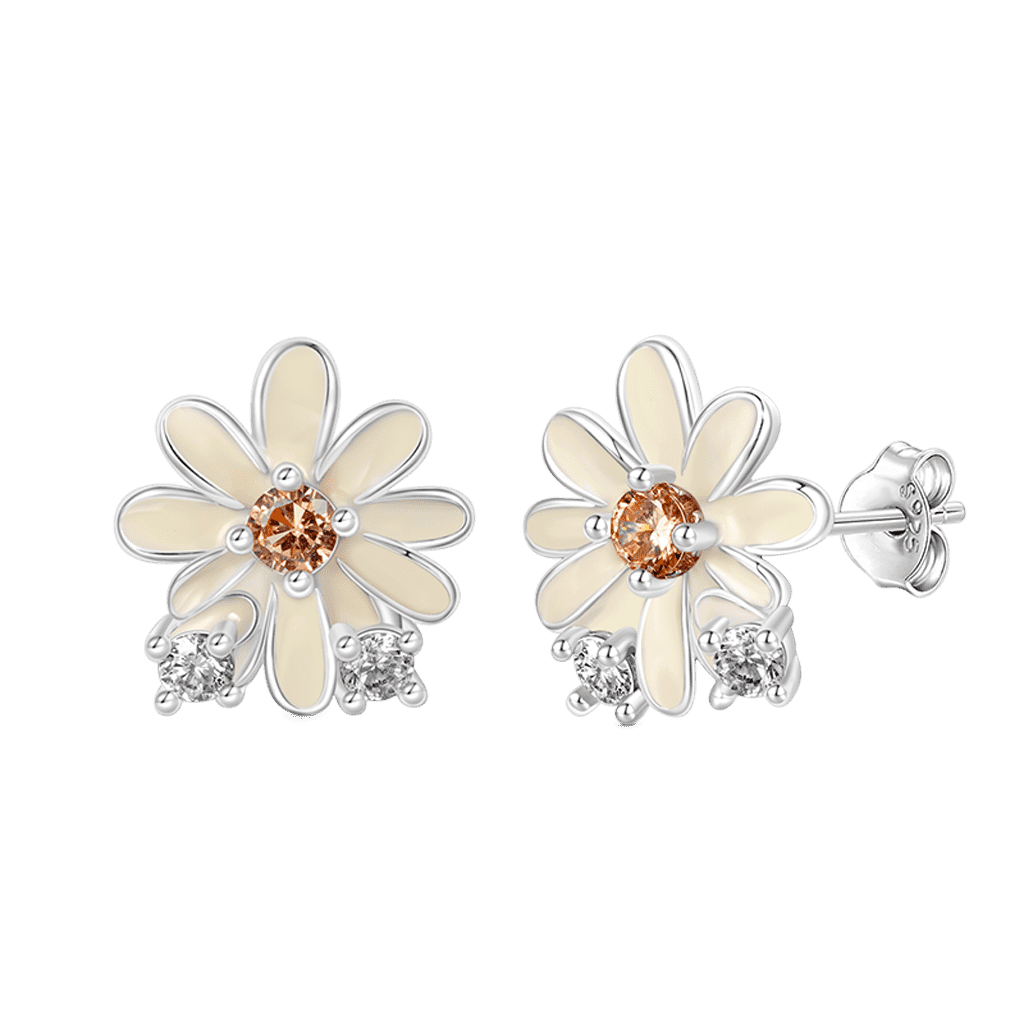 Gnoce Birthday Flower Series Daisy Stud Earrings_2