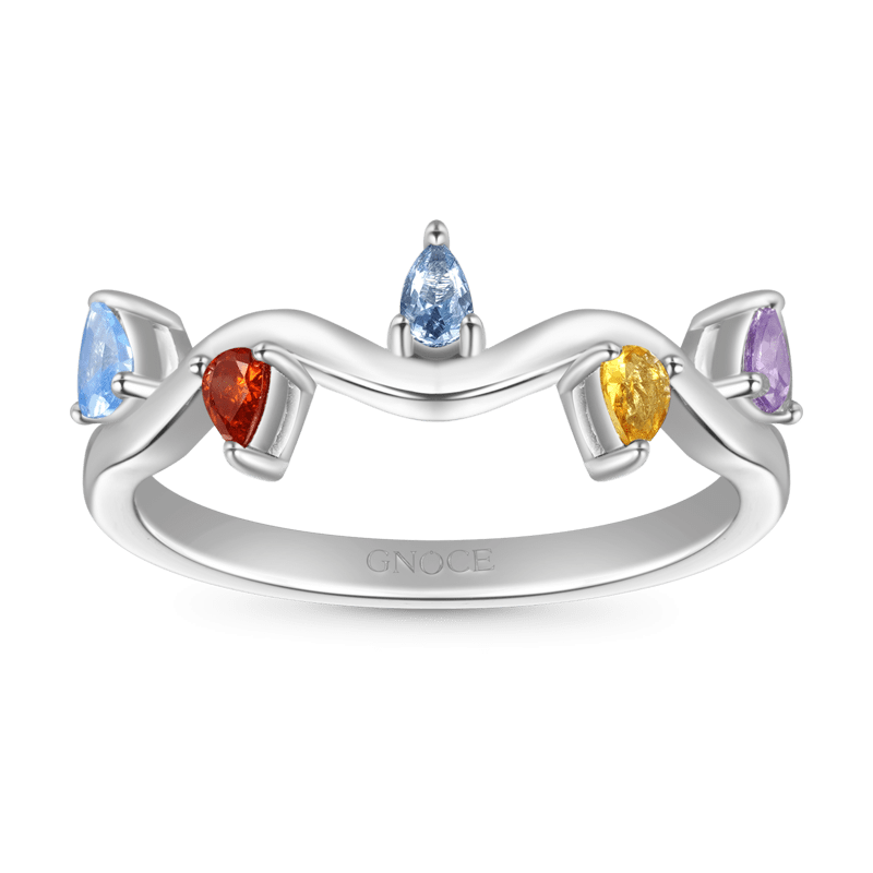 Gnoce Wavy Colorful Diamond Band Ring_1