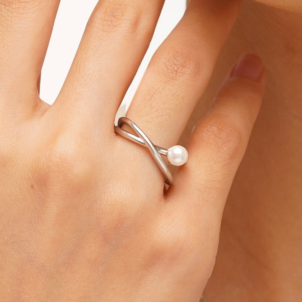 Gnoce Cross Wrap Pearl Band Ring_5