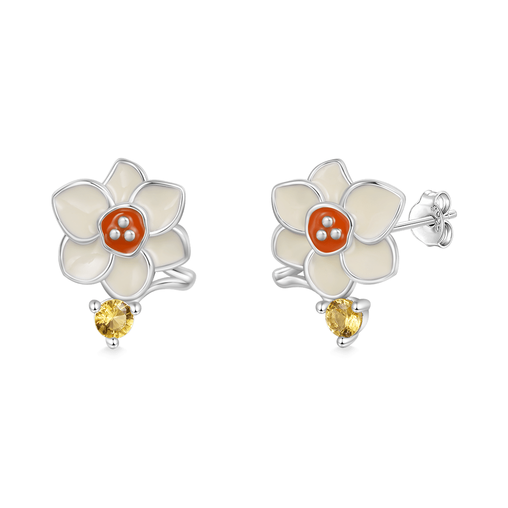 Gnoce Birthday Flower Series Narcissus Stud Earrings_2