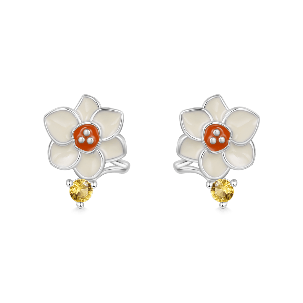 Gnoce Birthday Flower Series Narcissus Stud Earrings_1