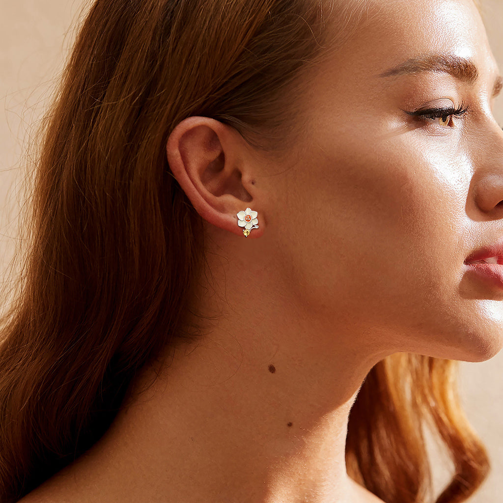 Gnoce Birthday Flower Series Narcissus Stud Earrings_4