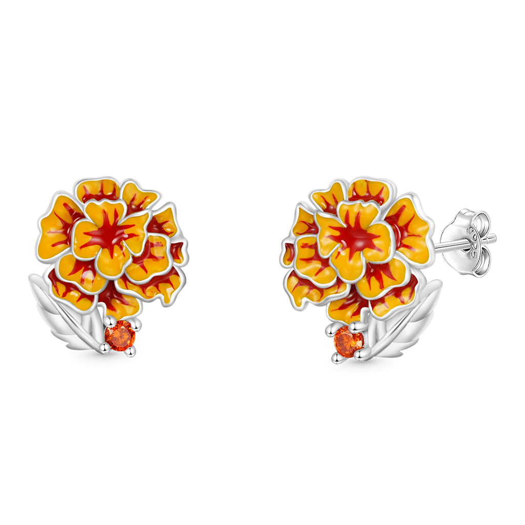 Gnoce Birthday Flower Series Tagetes Erecta Stud Earrings_2
