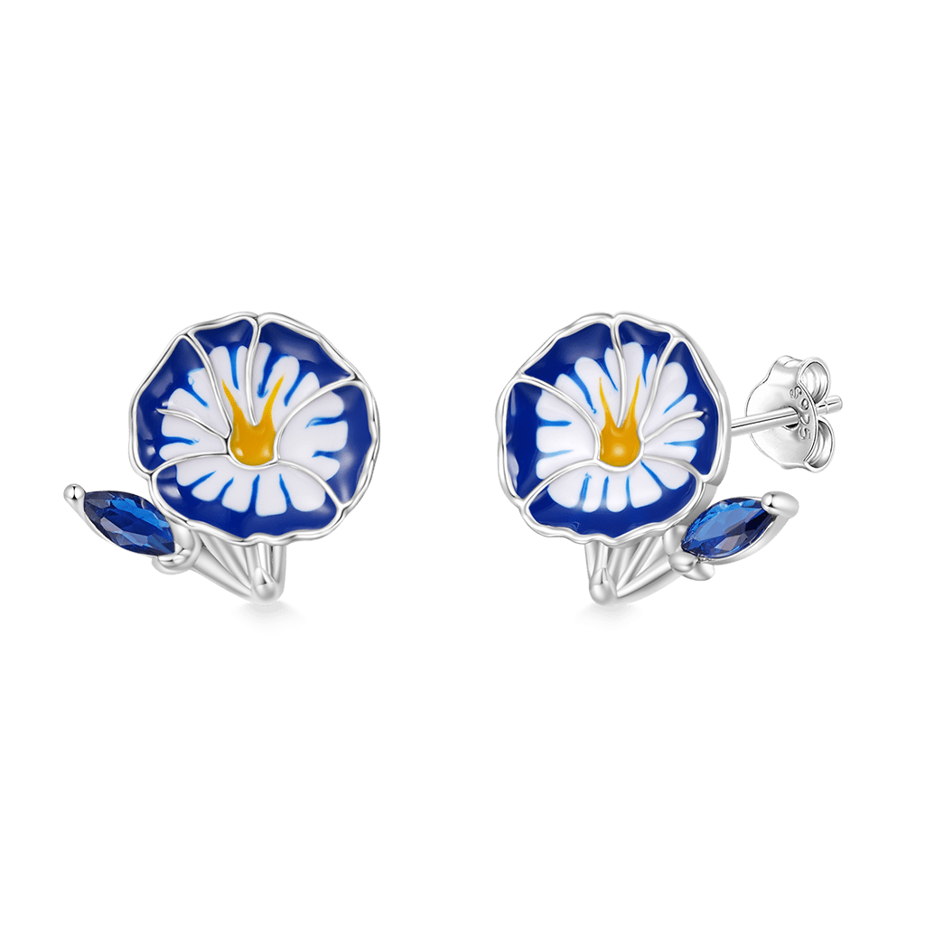 Gnoce Birthday Flower Series Morning Glory Stud Earrings_2