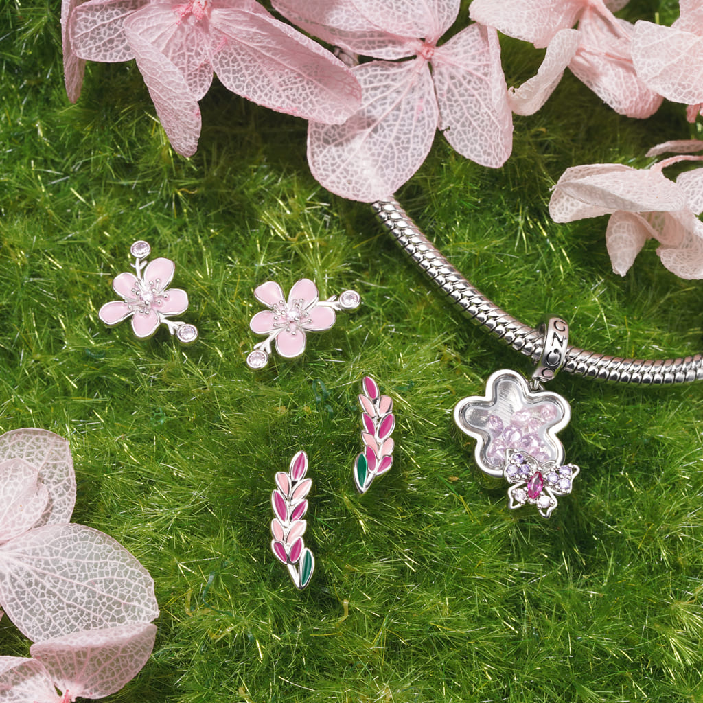 Gnoce Birthday Flower Series Lavender Stud Earrings_3