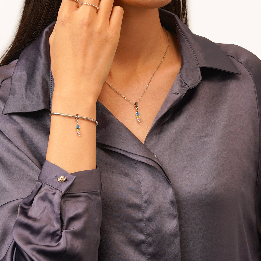 Gnoce Birthstone Pea Pod Pendant Dangle Charm_5