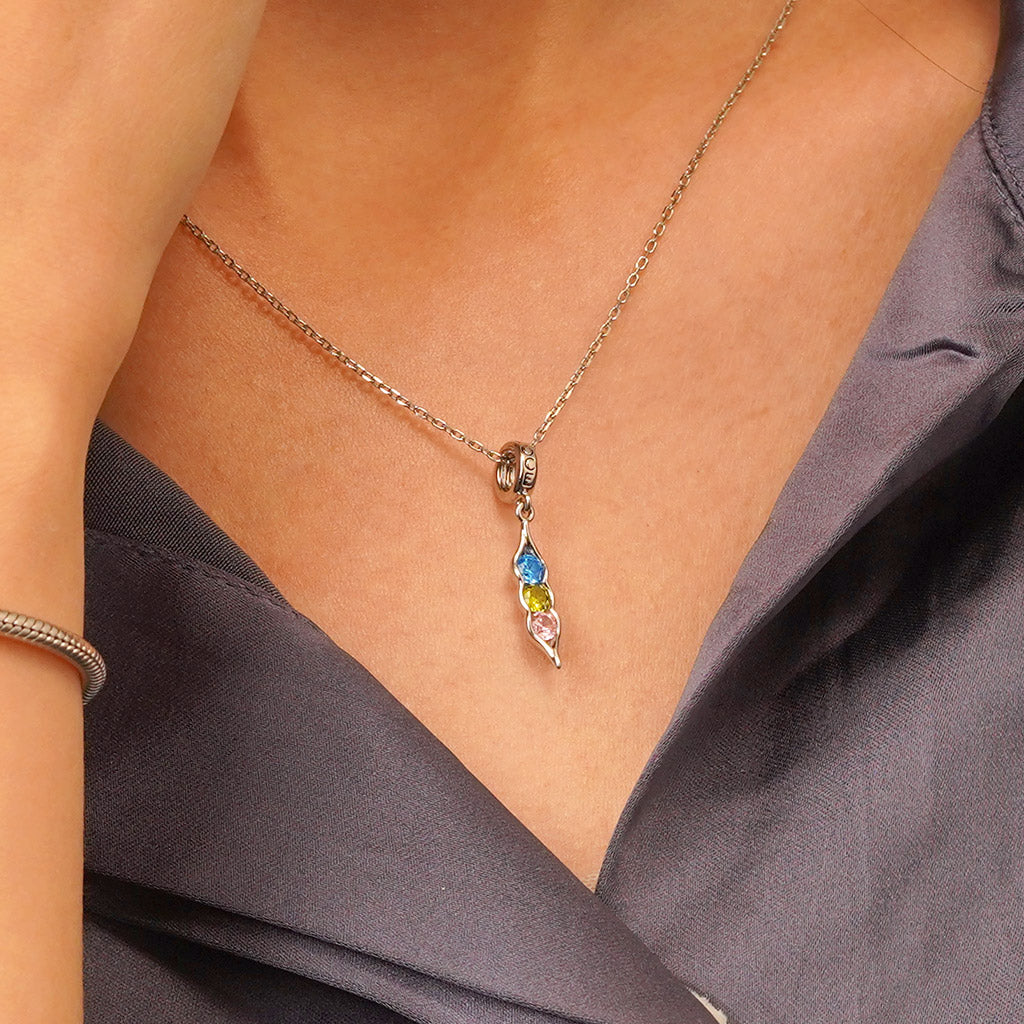Gnoce Birthstone Pea Pod Pendant Dangle Charm_6
