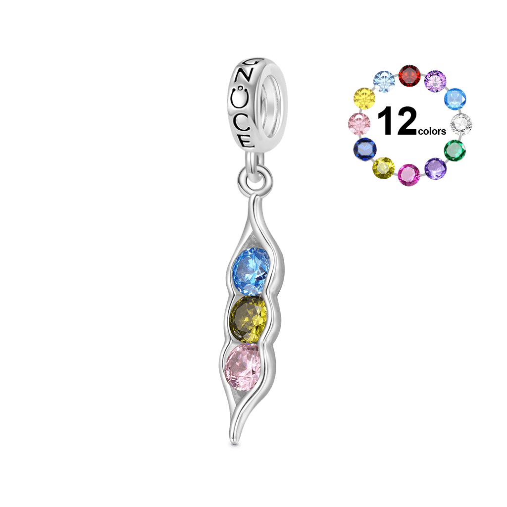 Gnoce Birthstone Pea Pod Pendant Dangle Charm_1
