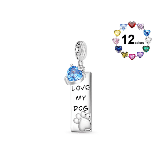 Gnoce Engravable Pet Dog Birthstone Pendant Dangle Charm_1