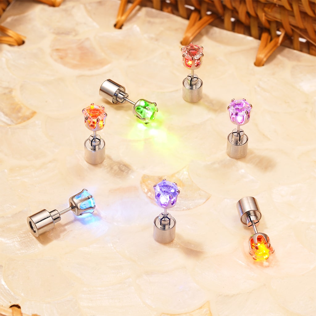 Gnoce White Party Light-up LED Stud Earring_4