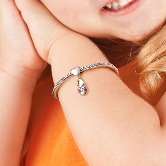 Gnoce "Oh, My Baby Girl" 925 Sterling Silver Bow-knot Shoe Pendant Charm_5