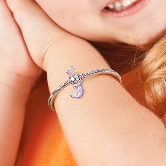 Mermaid Bunny Charm Bead Sterling Silver_4
