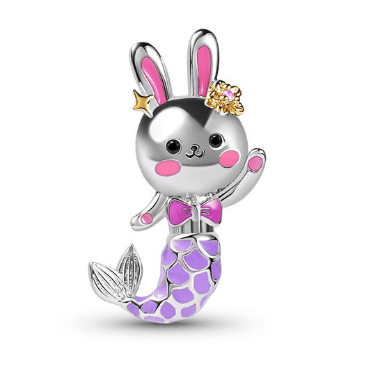 Mermaid Bunny Charm Bead Sterling Silver_1