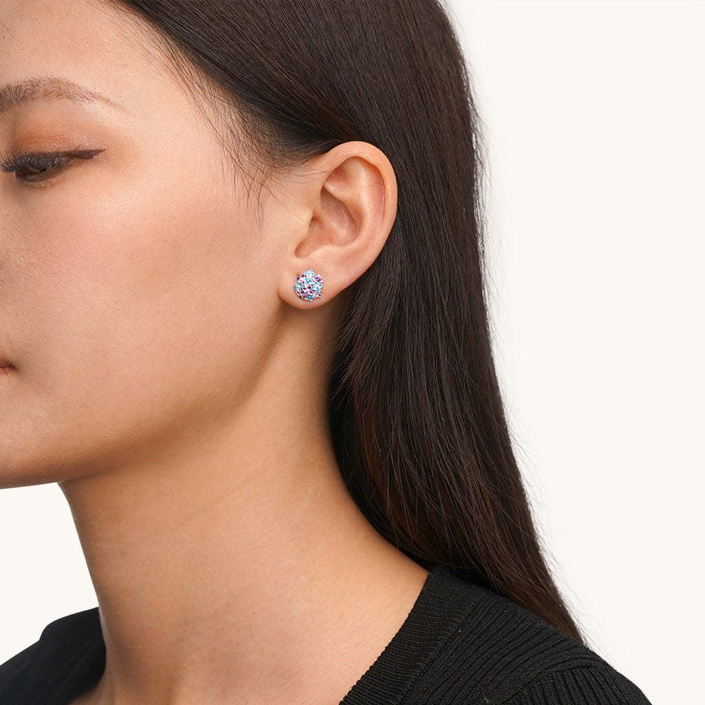 Gnoce Birthday Flower Series Hydrangea Stud Earrings_4