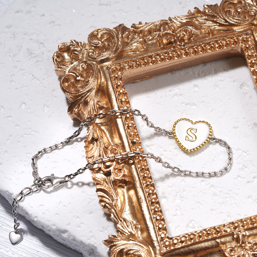 Gnoce Personalized Initial Letter Heart Adjustable Bracelet_3